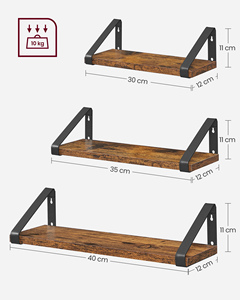 <span class=keywords><strong>VASAGLE</strong></span> <span class=keywords><strong>Étagère</strong></span>s murales flottantes en bois de style industriel, lot de 3, support de présentation stable pour salon, salle de bain, cuisine - Product Image 5