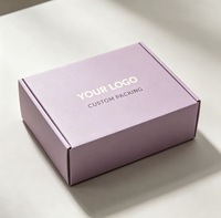 Boîte d'expédition pliante en carton ondulé violet clair personnalisée avec logo imprimé pour emballage de produits cadeaux et marchandises en gros