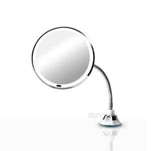 Maquillaje espejo ajustable de cuello de ganso Flexible LED Luz Baño espejo de vanidad con copa de succión 360 grado rotar