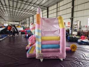 Castillo Inflable de 6.6 Pies, Estilo Macaron Rosa, con Tobogán, para Niños Pequeños, para Jardín - Product Image 4