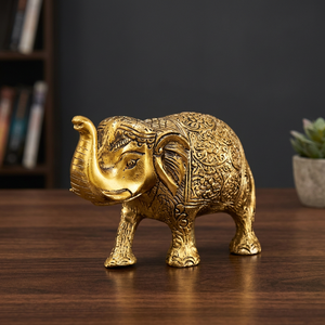 Handcrafted Metal <b>Elephant</b> Figurine Decorative Showpiece Traditional Engraved Artifact Sculpture for Home <b>Decor</b> - Product Image 2