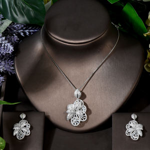 مجموعة مجوهرات ساحرة من HIBRIDE على الطراز الكوري ، لون أبيض ذهبي اللون ، مجموعة مجوهرات زهرة bijoux femme - Product Image 2