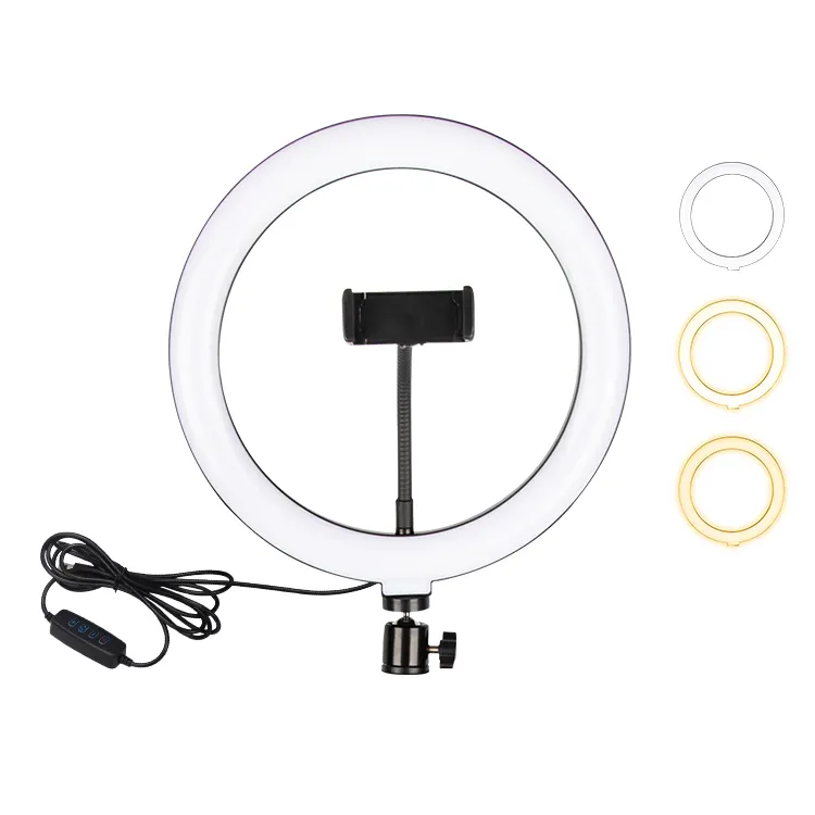 Hot Sale 6 8 10 Inch LED Ring Light Mobile Phone Holder Studio Photography Fill Light Night Lamp Makeup Selfie Ring Light