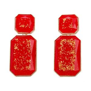 Personnalité simple populaire <span class=keywords><strong>Double</strong></span> pierre précieuse Boucles d'oreilles carrées Longues boucles d'oreilles pendantes géométriques en résine bijoux pour femmes - Product Image 2