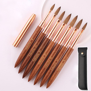 Pinceau à ongles en acrylique Kolinsky avec manche en bois de santal doré, poils de zibeline pur frisés pour l'extension d'ongles et le nail art - Product Image 1