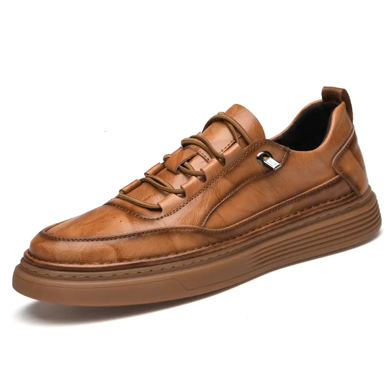 sh10400a Spring Summer New Genuine Leather Brown Walking Fashion Casual Sports Men's Shoes