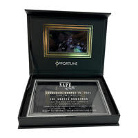 Boîte vidéo avec écran LCD de 4,5 pouces en acrylique et estampage à chaud en feuille d'or pour les nouveautés, brochure vidéo numérique avec écran LCD, boîte cadeau
