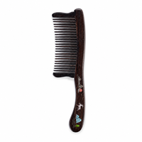 Peigne démêlant à dents larges en bois de cajou africain avec manche en acrylique et incrustation de fil de cuivre, fournisseur OEM en gros