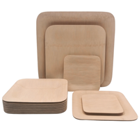Lot de 25 assiettes alimentaires 100% écologiques en bambou jetables, assiettes rondes et carrées en bambou pour servir des apéritifs et des desserts