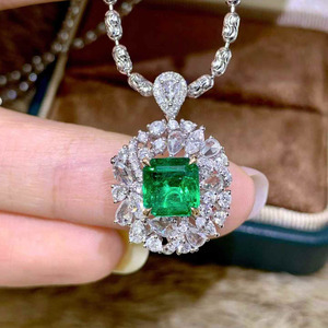 SGARIT 1.5ct Natural emerald ring/pendant 18K gold 59pc halo diamond 0.928ct luxury Jewelry factory gemstone ring wholesale - Product Image 4