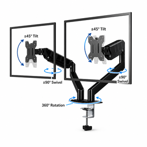 <span class=keywords><strong>Support</strong></span> de bureau <span class=keywords><strong>double</strong></span> moniteur classique et abordable, entièrement articulé, inclinable, avec ressort mécanique, pour les professionnels de la technologie - Product Image 5
