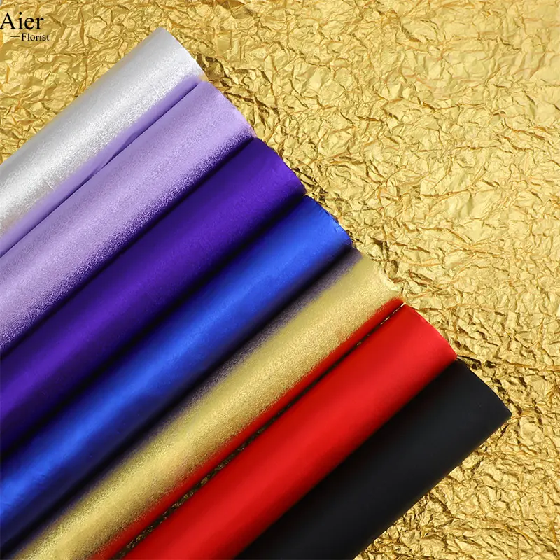 Aierflorist New bouquet wrapping paper foil Metal folding hand kneading paper Creative wrapping paper for flower