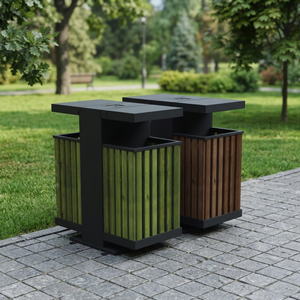 Contenedor de Basura Doble Rectangular Modular Resistente a Impactos, sin Tapa, Cubo de Almacenamiento Metálico para Uso en Jardín Exterior - Product Image 2