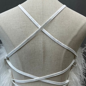 Luxury Evening Party Sleeveless Halter <strong>Fur</strong> <strong>Dress</strong> Women <strong>White</strong> Genuine Ostrich Feather <strong>Dresses</strong> - Product Image 4