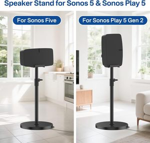 Soporte de Altavoz de Piso Ajustable en Altura para <span class=keywords><strong>Sonos</strong></span> Five/Play <span class=keywords><strong>5</strong></span> Gen 2, Soporte Vertical y Horizontal con Gestión de Cables, Negro - Product Image 2