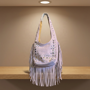 Unisex Canvas Classic Carry-On Hobo <b>Bag</b> with Rhinestone <b>Studs</b> Soft Handle Fashionable Crossbody Purse - Product Image 3