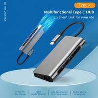 Hub USB C 7 en 1 con HDMI 4K, RJ45 Gigabit, USB 3.0, PD 60W, Lector de Tarjetas SD y TF, Base de Aluminio para MacBook y Laptop