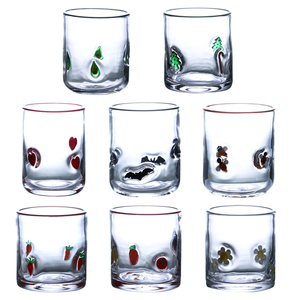 Tazza di vetro creativa con simpatici adesivi multicolore con crisantemo a forma di <span class=keywords><strong>cuore</strong></span> di natale decorazione spessa tazza di whisky. - Product Image 5