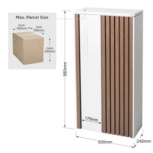<strong>Free</strong> <strong>Standing</strong> Wood Grain Stripe Pillar Galvanized Steel Waterproof Anti-Theft Top Lifted Outdoor Parcel <strong>Box</strong> OEM/ODM - Product Image 2