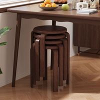 Tabourets ronds empilables en bois massif à usage domestique: tabourets de salle à manger en chêne à profil bas pour salon et table à manger, style minimaliste moderne