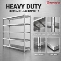 Étagères de présentation en acier inoxydable de qualité commerciale, pieds réglables en hauteur, capacité de charge de 300 kg/m pour les cuisines de restaurants