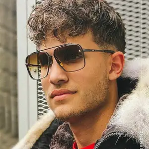 LBAshades 1261 gafas de sol con montura cuadrada doble puente hombres moda Metal sin marco borde cortado gafas de sol mujeres moda tonos personalizados