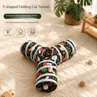 Tunnel pliable en forme de Y pour chat, en polyester, imprimé champignon, tube de jeu pour chaton, pour l'exercice en intérieur
