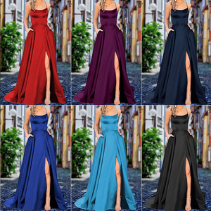 S-3XL Abito da Sera per Damigella d'Onore a Tinta Unita alla <span class=keywords><strong>Moda</strong></span> con Gonna Lunga e Spalle Scoperte - Product Image 3