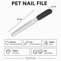 Lime à ongles pour animaux de compagnie YAOYUE en acier inoxydable 3CR13, lime à ongles pour chat et chien de 14 cm, 10 couleurs, outil de toilettage portable