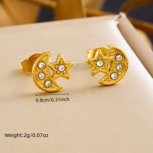 Star And Moon Gold Plated Stainless Steel Jewelry Set Prong Setting Party Fashion Accessories N3956 - Product Image 3