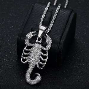 Collares de Moda de Acero Inoxidable con Colgante de Escorpión <span class=keywords><strong>CZ</strong></span> Iced Out Estilo Hip Hop Punk para Hombre al por Mayor - Product Image 3