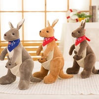 Peluche Kangourou Mère et Bébé 35 45 55cm, Animal en Peluche Mignon avec Bandana pour Cadeaux d'Enfants