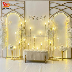 Accesorios de escenario de boda lisos 10 cabezas pasarela pasillo oro Metal boda luces Led para evento candelabros luces - Product Image 2