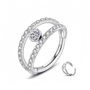Anneau de nez en acier inoxydable avec zircone, design à deux sangles, pour piercing, bijou cadeau - Product Image 1