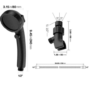 High Pressure Handheld Shower Head 3 Spray Modes Handheld Combo with ON/OFF <b>Switch</b> Movable Angle Bracket Showerhead - Product Image 2