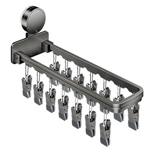 Séchoir à chaussettes pliable à ventouse avec pinces, design rectangulaire mural pour le séchage des vêtements de bébé et domestiques - Product Image 2