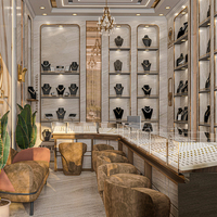 Présentoir de bijouterie personnalisé de luxe au design de comptoir de bijouterie Meuble de table Vitrines de bijouterie en verre