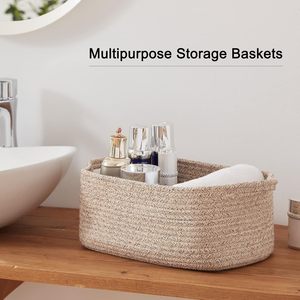 Cesta Decorativa Rectangular de Tela Tejida con Asa para Almacenamiento en el Hogar o Organización de Regalos - Product Image 3