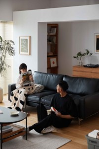 Venta Directa de Fábrica, Juego de Sala de Estar de Diseño Nórdico Europeo, Sofá de Cuero de Lujo Multiusos de Dos Plazas - Product Image 3