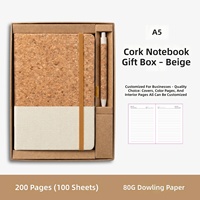 Ensemble de carnets en liège personnalisés, sangle en paille de lin écologique, carnet, cadeau d'affaires