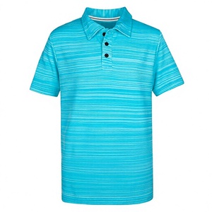 เสื้อโปโลแขนสั้นลายทางผู้ชาย ผ้าอ๊อกซ์ฟอร์ด ดีไซน์ลำลอง สีน้ำเงิน - Product Image 2