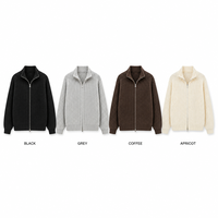 Cardigan zippé intégral en maille côtelée ample pour homme, en mélange épais d'acrylique, polyester et nylon, chaud et confortable pour l'hiver, couleur unie, vente en gros