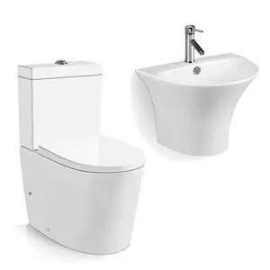 Modern Toilet Pot dan Wastafel Kombinasi Kamar Mandi Toilet dan Wastafel Set Wc Keramik Toilet Mangkuk dengan Wastafel Combo