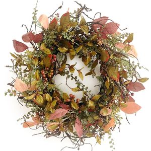 Guirlande de fleurs artificielles colorées, feuilles d'eucalyptus artificielles, couronnes et anneaux pour la décoration de la maison ou de mariage - Product Image 1