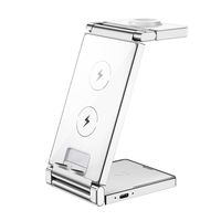 Soporte Inalámbrico Plegable 3 en 1, Cargador Inalámbrico Multifunción de Carga Rápida de 15 W para Teléfono Celular, Compatible con iPhone y Reloj