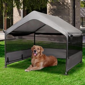 Extra Large Dog House Outside Dog Tent Outdoor Big Dog Shade Shelter Doghouse <b>Canopy</b> with Three-Sided Breathable Mesh Windows - Product Image 1