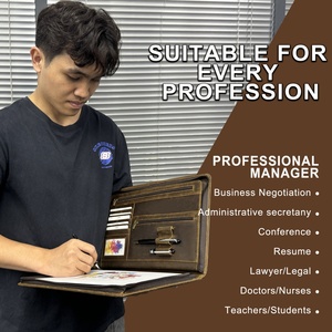 Boshiho Factory Premium Zipper File Folder Cover Crazy Horse Genuine Leather Legal Pad Padfolio Stylish A4 Portfolio Folder - Product Image 6