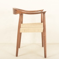 Chaises en bois massif de hêtre en gros, chaises de salle à manger en bois avec assise en ficelle kraft