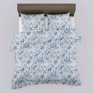RTS Modern Style Full Size <b>Bed</b> <b>Sheet</b> Set Microfiber <b>Floral</b> Printed Blue Paisley Pattern Cotton Filled Eco-Friendly 100TC - Product Image 1