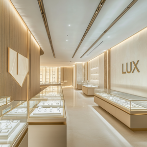 LUX High-End Luxury Gold Jewelry Store Display Showcase Ideas de Diseño de Interiores moderno - Product Image 1